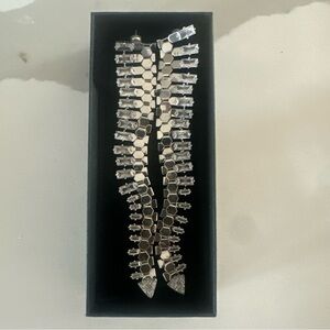 Silver-tone Crystal Linear Dangle Earrings